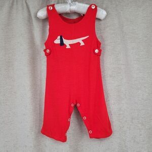 Fawn Togs Red Baby Romper with Dog Design Vintage 1960's 60s